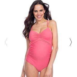 Seraphine Coral Cutout Maternity Swimsuit